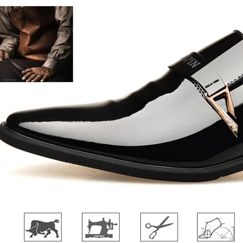 2024 Leather Shoes for Men Patent Leather Mens Casual Oxford Shoes Moccasin Glitter Male Footwear Designer Business Casual Shoes