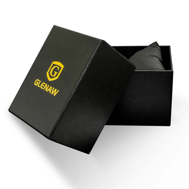 GLENAW High Quality Mens Business Watch Gentleman Style Stainless Steel Leisure Mechanical Watch Clock Luminous Black Watches