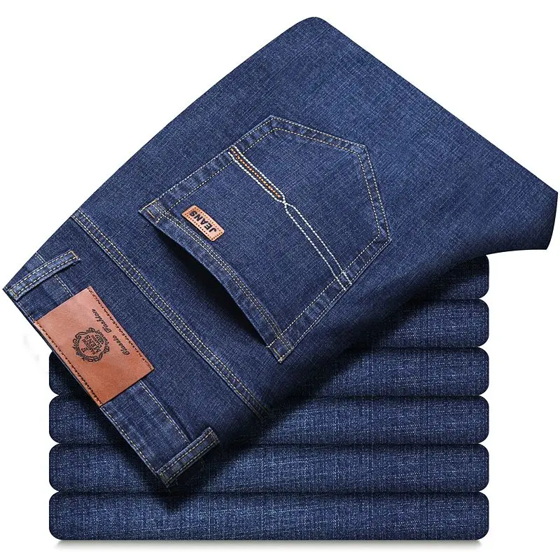 2026 New Business Men's Jeans Casual Straight Stretch Fashion Classic Blue Black Work Denim Pant Trousers Male Clothing - Image 10