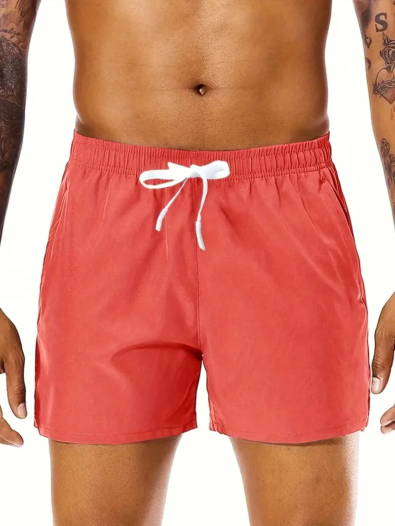 Men 2025 New Summer Beach New Models Solid Color Fashion Leisure Comfortable Elastic Waist Double Pockets Cool Sports Shorts - Image 3