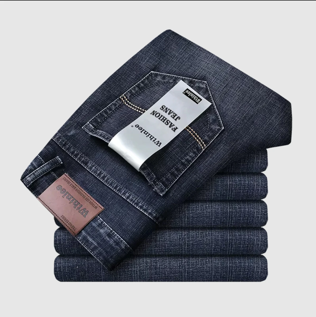 2026 New Business Men's Jeans Casual Straight Stretch Fashion Classic Blue Black Work Denim Pant Trousers Male Clothing - Image 2