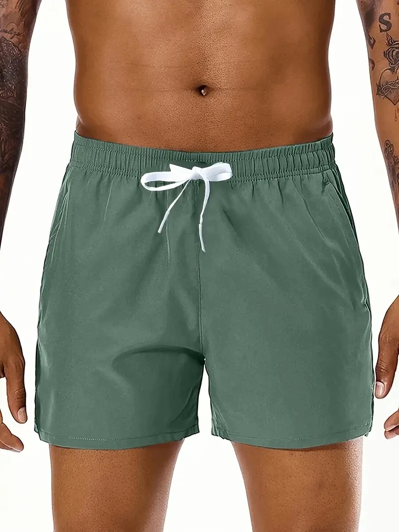 Men 2025 New Summer Beach New Models Solid Color Fashion Leisure Comfortable Elastic Waist Double Pockets Cool Sports Shorts - Image 8