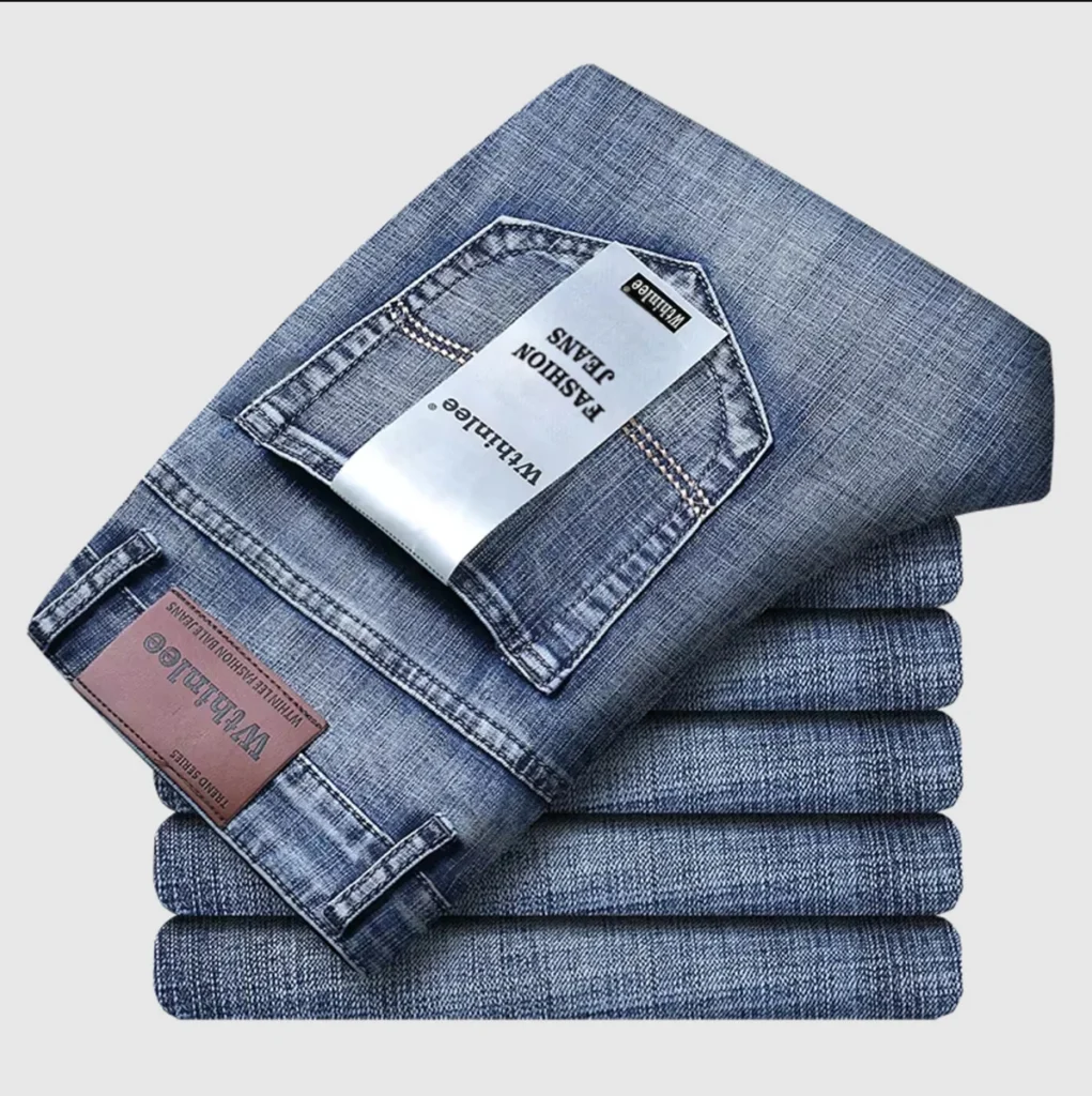 2026 New Business Men's Jeans Casual Straight Stretch Fashion Classic Blue Black Work Denim Pant Trousers Male  Clothing