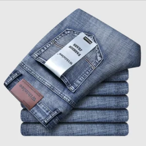 2026 New Business Men's Jeans Casual Straight Stretch Fashion Classic Blue Black Work Denim Pant Trousers Male  Clothing