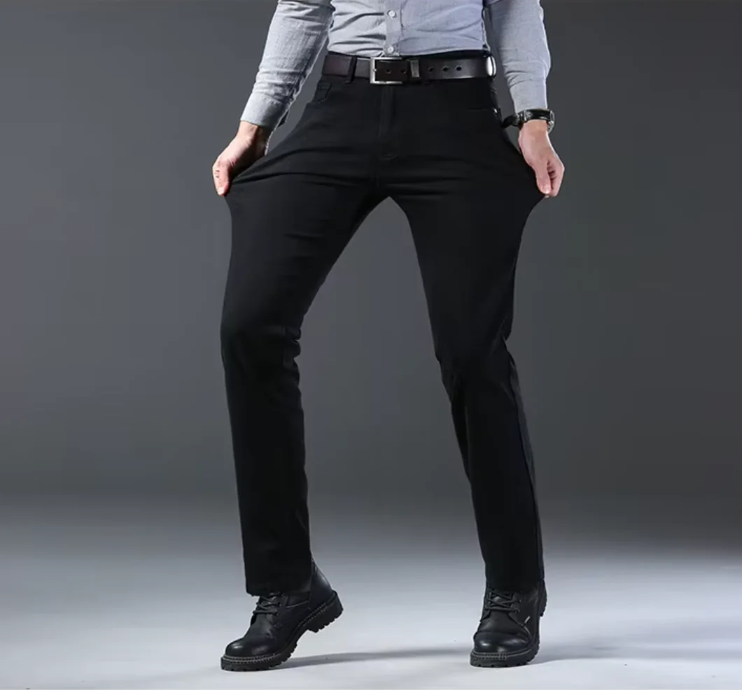2026 New Business Men's Jeans Casual Straight Stretch Fashion Classic Blue Black Work Denim Pant Trousers Male Clothing - Image 9