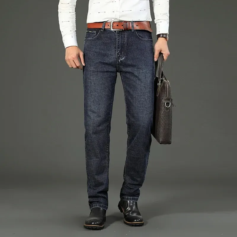 2026 New Business Men's Jeans Casual Straight Stretch Fashion Classic Blue Black Work Denim Pant Trousers Male Clothing - Image 4