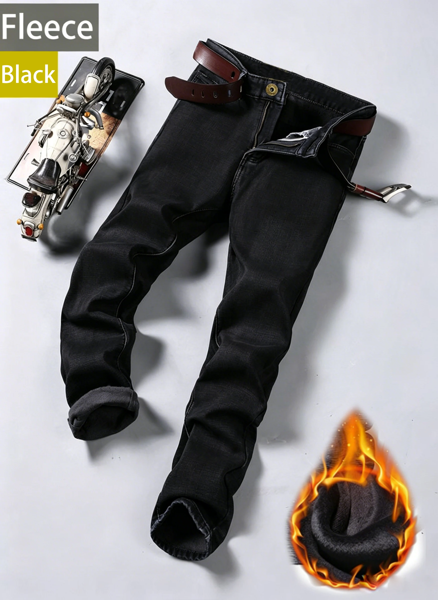 2026 New Business Men's Jeans Casual Straight Stretch Fashion Classic Blue Black Work Denim Pant Trousers Male Clothing - Image 11